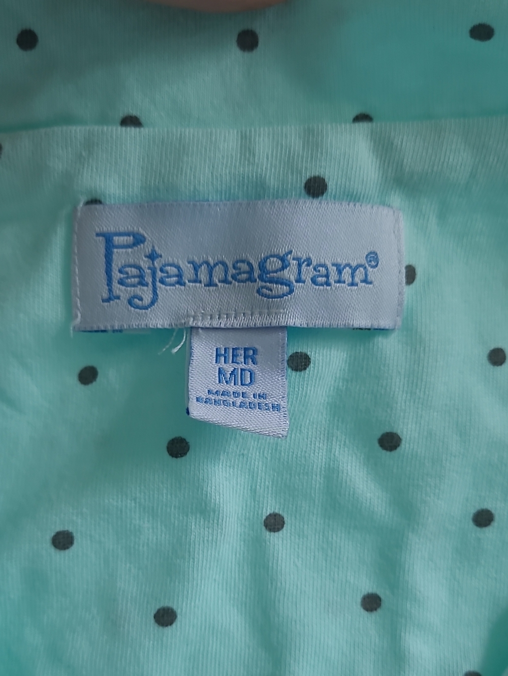 NWT Pajamagram Pajama Set Pale Blue With Grat Dot, Med, Small Flaws - Picture 2 of 13